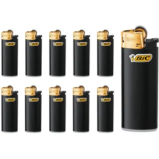 BIC Feuerzeug Reibrad Mini J25, schwarz/Gold (Bic Mini 25 Stück)