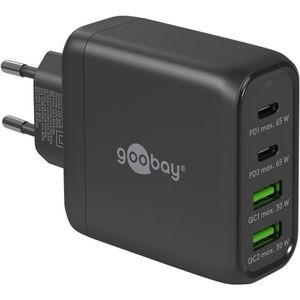 Goobay USB-Ladegerät PD Multiport 64817, 68W, 5A, schwarz, 2x USB C, 2x USB A, 4 Port