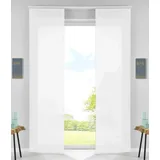 Gardinenbox 2er Set Schiebegardinen Flächenvorhänge Vorhang Gardine Schiebe HxB 245x60 cm Weiß Komplett mit Paneelwagen Beschwerungsstange, 85589N2