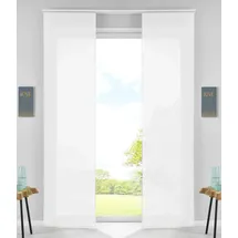 Gardinenbox 2er Set Schiebegardinen Flächenvorhänge Vorhang Gardine Schiebe HxB 245x60 cm Weiß Komplett mit Paneelwagen Beschwerungsstange, 85589N2