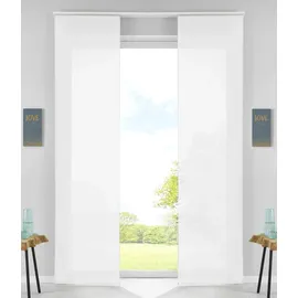 Gardinenbox 2er Set Schiebegardinen Flächenvorhänge Vorhang Gardine Schiebe HxB 245x60 cm Weiß Komplett mit Paneelwagen Beschwerungsstange, 85589N2