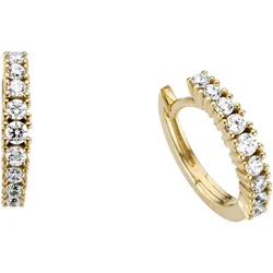 Firetti Paar Creolen »Schmuck Geschenk Gold 333 rund, glänzend, massiv, stilvoll«, mit Zirkonia (synth.) Firetti gelbgoldfarben-weiß + kristallweiß