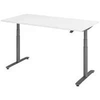 Bümö Schreibtisch Weiß, Graphit, Nachbildung, Rechteckig, 80x72x160 cm, FSC