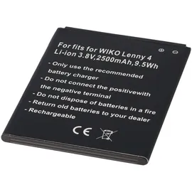 AccuCell Akku nur passend für den WIKO Lenny 4 Akku 3913, Lenny 4 Plus, Harry Li-Ion, 3,8 Volt 2500mAh, 9,5Wh, removable