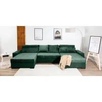 COLLECTION AB Wohnlandschaft XXXL-Josy Relax U-Form Breite 352 cm, mit 2 gleich großen Recamieren, inkl. Bettfunktion, Bettkasten, mit 4 Rückenkissen in zwei Größen grün