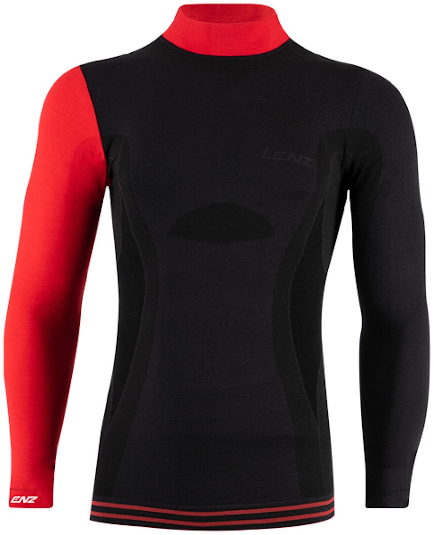 Lenz 6.0 Merino Turtle Neck Longsleeve Overhemd, zwart-rood, S