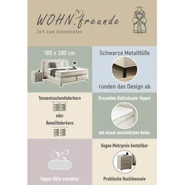 Jockenhöfer Boxspringbett Capello Max 180 x 200 cm Stoff Grau