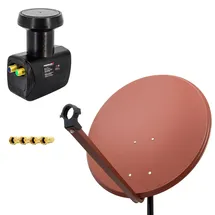 PremiumX 80cm Stahl ziegelrot + Twin LNB