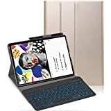 YHFZR Tastatur Hülle für Samsung Galaxy Tab S6 Lite, [Deutsches QWERTZ] Slim Hülle mit 7 Farben Beleuchtung Kabellose Tastatur mit Schützhülle für Samsung Galaxy Tab S6 Lite 10,4'' P620/P619, Gold