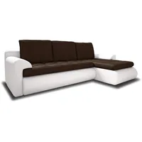 Sofnet Ecksofa Santi II mit schmutzabweisender Stoff - Couchgarnitur mit Schlaffunktion und Bettkasten, Couch, Polsterecke, Schlafsofa (Weiß + Braun (Madryt 120 + Trinity 08), Ecksofa Rechts)