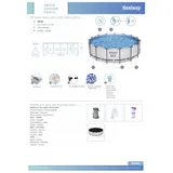 Bestway Steel Pro MAX Frame Pool Komplett-Set mit Filterpumpe Ø 457 x 122 cm, lichtgrau, rund