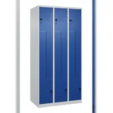 C+P Z-Spind Classic PLUS bodenstehend, 6 Abteile, HxBxT 185x90x50cm, Sicherheitsdrehriegel, Hellgrau/Enzianblau von PROREGAL