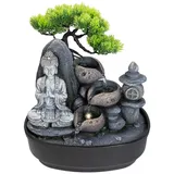 Lemodo Zimmerbrunnen Kaskadenbrunnen mit Buddha-Figur, 27 cm Breite