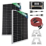 Rhein Beleuchtung Solarmodul 300W Solarpanel Set 12V für Wohnmobil, Camping & RV Stromversorgung, 300 W, Monokristallin, (1-St., Inkl. 40A MPPT-Regler, Y-Kabel, 2×150W Module, Plug & Play), Mit Halbzellen-Technologie, IP65 wasserdicht, hohe Leistung