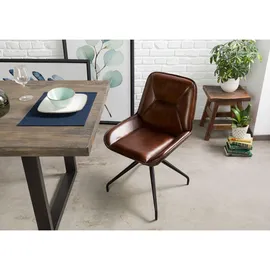 Massivmoebel24 Esszimmerstuhl Iron Label Leder braun