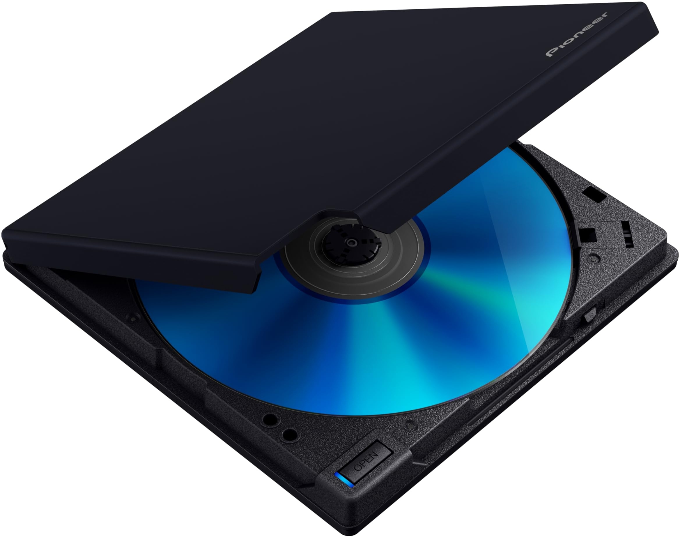 Pioneer Externes Blu-ray-Laufwerk BDR-XD08EMB-S, mattschwarzes Gehäuse, USB 3.2 Gen1 (USB-Typ-C) / 2.0, schlanker tragbarer BD/DVD/CD-Brenner mit hochwertiger Gummibeschichtung