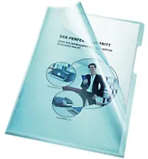 Bene Premium Sichthüllen 205000 DIN A4 Glasklar Blau PVC 150 Mikron 100 Stück