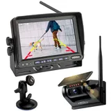 CARMATRIX Solar Rückfahrsystem mit 7" Monitor Rückfahrkamera mit Magnet Akku für Wohnmobil, Wohnwagen, Transporter