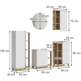 Vicco Badmöbel-Set Karen 5-tlg. Sonoma/Weiß