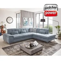 polsterpower Ecksofa - blau - Basismodell - Anstellhocker rechts Sofa