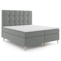 Boxspringbett OSLO mit Bettkasten Matratze Topper Doppelbett 140 x 200 cm (Inari 91 - hellgrau) H3