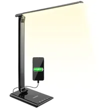 monzana Schreibtischlampe USB Ladeanschluss 5 Helligkeitsstufen Touch Tischlampe Nachttischlampe Leselampe