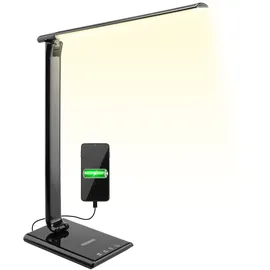 monzana Schreibtischlampe USB Ladeanschluss 5 Helligkeitsstufen Touch Tischlampe Nachttischlampe Leselampe