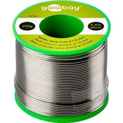 Goobay Profi Lötzinn bleifrei, ø 1,0 mm, 250 g - Zusammensetzung: 3,5 % Silber, 0,7 % Kupfer, 93,8 % Zinn, Flussmittelanteil: 2 %, Schmelzpunkt 217° C