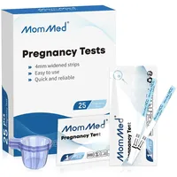 MOMMED Schwangerschaftstest Frühtest (25 mIU/ml), 25 X frühschwangerschaftstest mit 25 X Urinsammelbehälter, HCG Test, Pregnancy Test mit einer Genauigkeit von über 99%, einzeln verpackt
