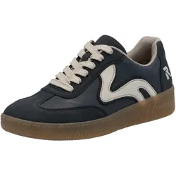 Plateausneaker RIEKER SPORT, Damen, Gr. 37, grau (nachtblau, grau), Lederimitat, sportlich, Schuhe, Freizeitschuh, Halbschuh, Schnürschuh in veganer Verarbeitung