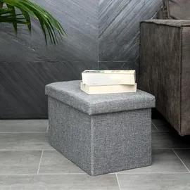 Intirilife Faltbare Sitzbank 49x30x30 cm in FELS GRAU - Sitzwürfel mit Deckel und Stauraum aus Stoff mit Mulden - Sitzcube Fußablage klappbare Aufbewahrungsbox Truhe Sitzhocker
