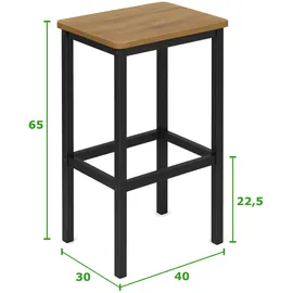 OEM Hocker Erle 40 x 65 x 30 cm Schwarz