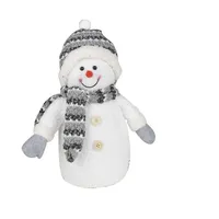 MARELIDA LED Schneemann Dekofigur H: 35 cm grau/weiß