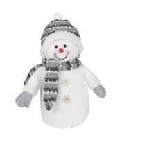 MARELIDA LED Schneemann Dekofigur H: 35 cm grau/weiß