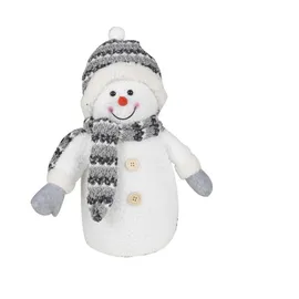 MARELIDA LED Schneemann Dekofigur H: 35 cm grau/weiß