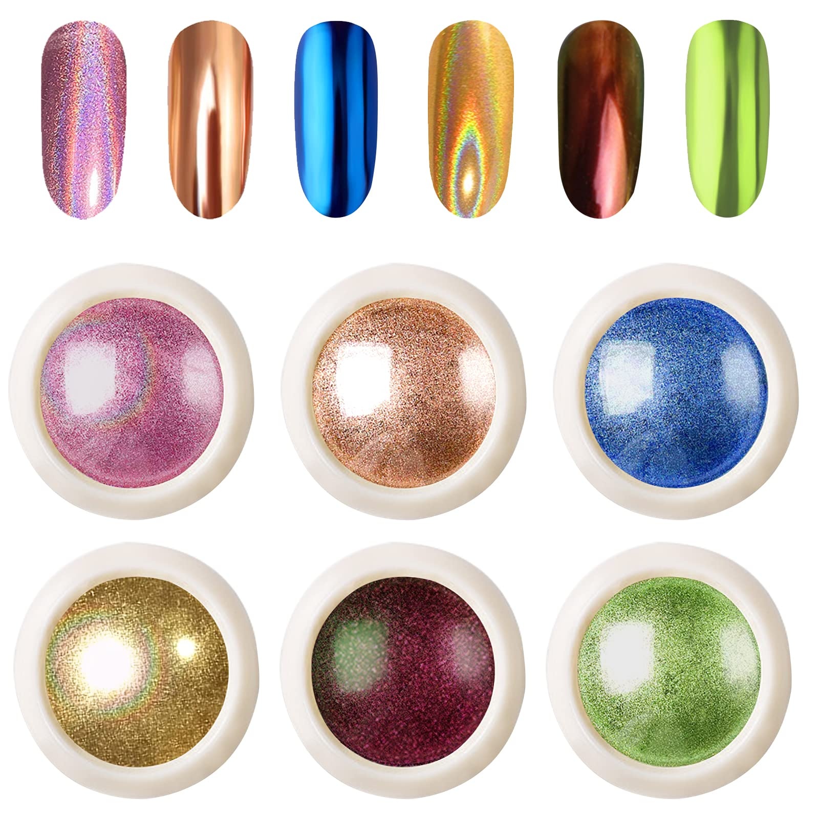 Nagelpuder Set, Pearl Powder Metallic Nail Art Pulver, Nail Chrome Glitzerpuder Pulver Mirror Powder Set,für Salon Home Nail Art DIY(02)