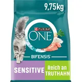 PURINA ONE BIFENSIS Sensitive Katzenfutter trocken, reich an Truthahn, 9,75kg