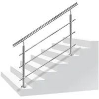 fivmen Treppengeländer Handlauf Edelstahl Geländer mit 2 Pfosten Brüstungsgeländer, cm Länge, 0-tlg., für Treppen, Brüstung, Balkon cm