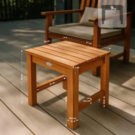 deluke Beistelltisch LOTTE eckig 51x39x43cm, Holz, Teak Kleiner Tisch Couchtisch für Wohnzimmer