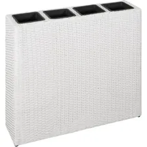 furnicato Garten-Hochbeet mit 4 Töpfen Poly Rattan Weiß