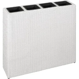 furnicato Garten-Hochbeet mit 4 Töpfen Poly Rattan Weiß
