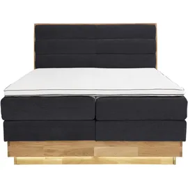 OTTO home Boxspringbett OTTO HOME "JENNA in verschiedenen Farben und Breiten erhältlich", schwarz (carbone), B:164cm L:216cm, Komplettbetten, Boxspringbett, LED-Beleuchtung, mit zertifizierten, recycelten Bezugsstoffen
