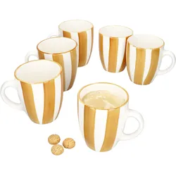 6x Wald ocker Kaffeebecher 320ml Steingut-Tassen 6 Personen Glühwein Weihnachten