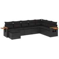 vidaXL 8-tlg Garten-Sofagarnitur mit Kissen Schwarz Poly Rattan Modell 237