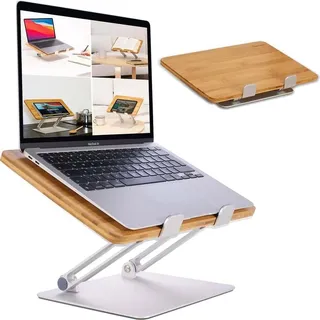 HENNEZ Laptop Ständer Holz höhenverstelbar - Notebook Ständer/MacBook Ständer - Laptop Halterung , für Schreibtisch - Laptop Ständer