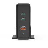 Hama Universal-USB-C-Ladestation, GaN, 3 Ports, Power Delivery (PD), 5-28V/140W (140 W), USB Ladegerät, Schwarz
