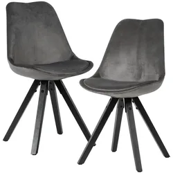 Kadima Design Esszimmerstuhl `Lund`: Modernes Design, Stoffbezug, Holzstandbeine, Filzgleiter, einfache Montage. Grau, Material: Samt, 49x52x87 cm