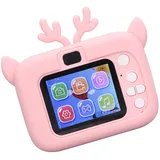 20MP Kinder Digitalkamera Student mit Rehkitz 2In Geburtstag USB 400mAh 1080P 32G Kind Kleinkind Bday Party Baby für Dekorative Swags (Rosa Gelb)