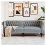 vidaXL Chesterfield-Sofa 3-Sitzer Hellgrau Stoff