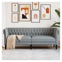 vidaXL Chesterfield-Sofa 3-Sitzer Hellgrau Stoff